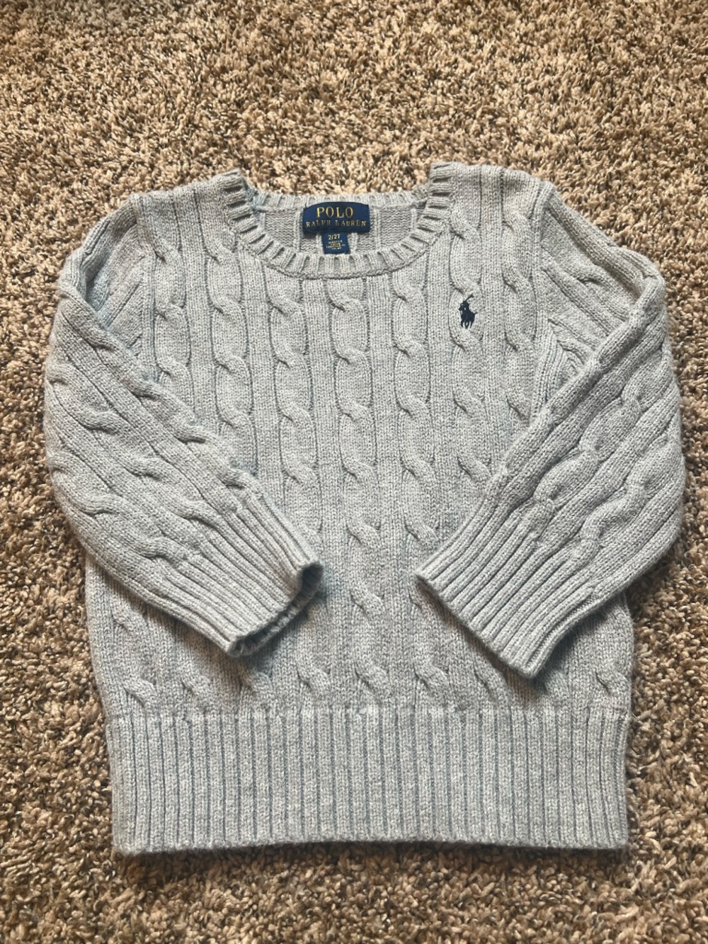 Heather Gray Polo Ralph Lauren 2T Cable Knit Sweater